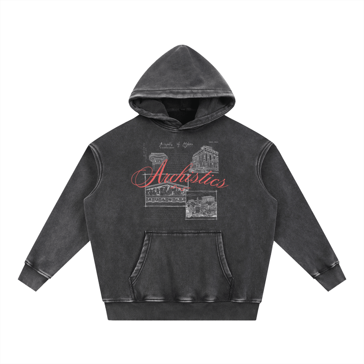 Acropolis of Athens Hoodie: Arch. Collection - Black Black