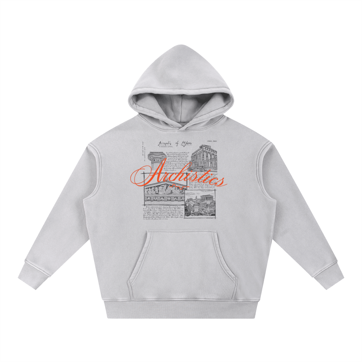 Acropolis of Athens Hoodie: Arch. Collection Light Gray