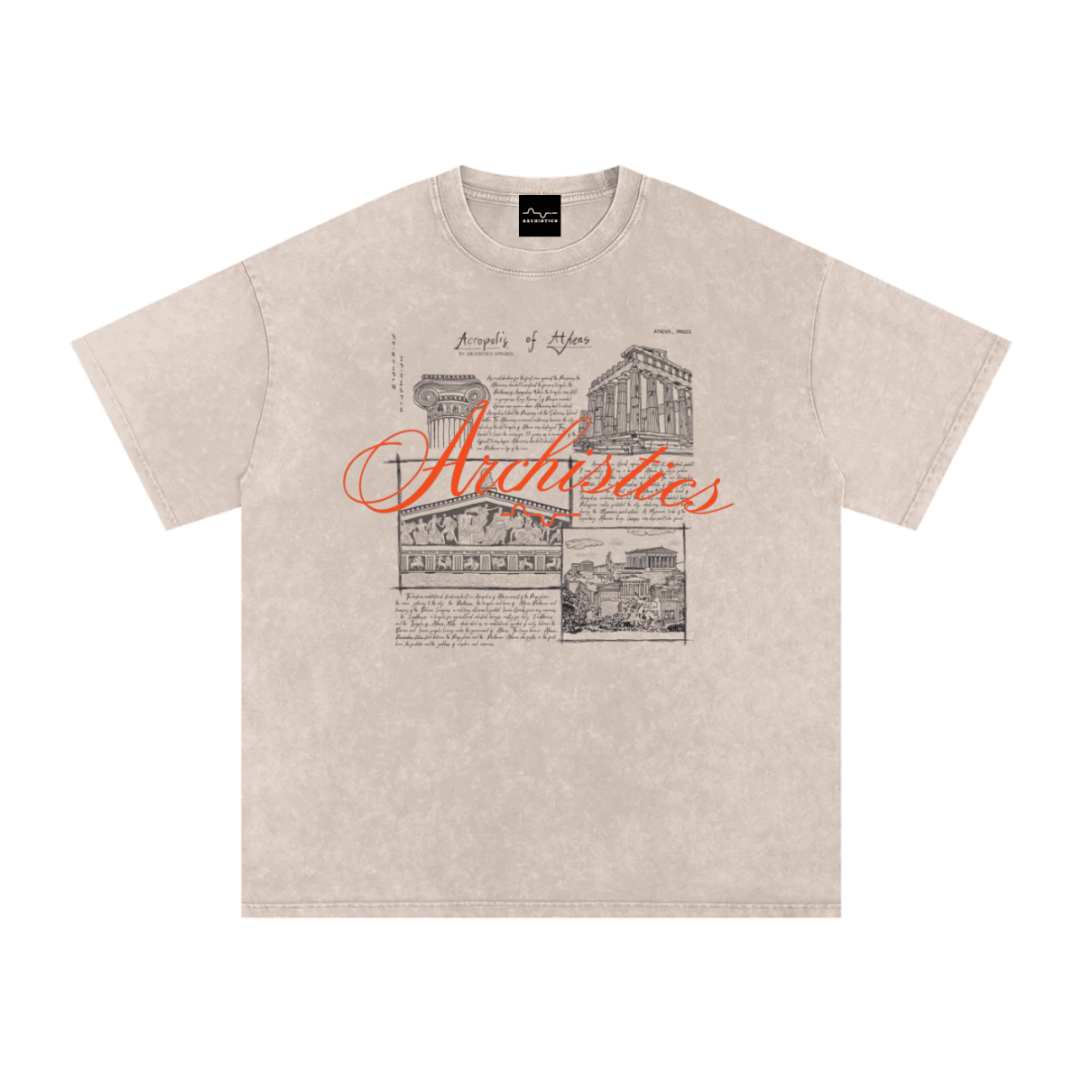 Acropolis of Athens T-Shirt: Arch. Collection - Light Tones Apricot