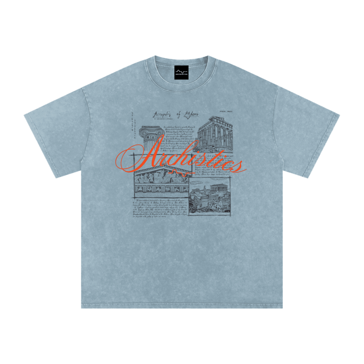 Acropolis of Athens T-Shirt: Arch. Collection - Light Tones Blue Jeans