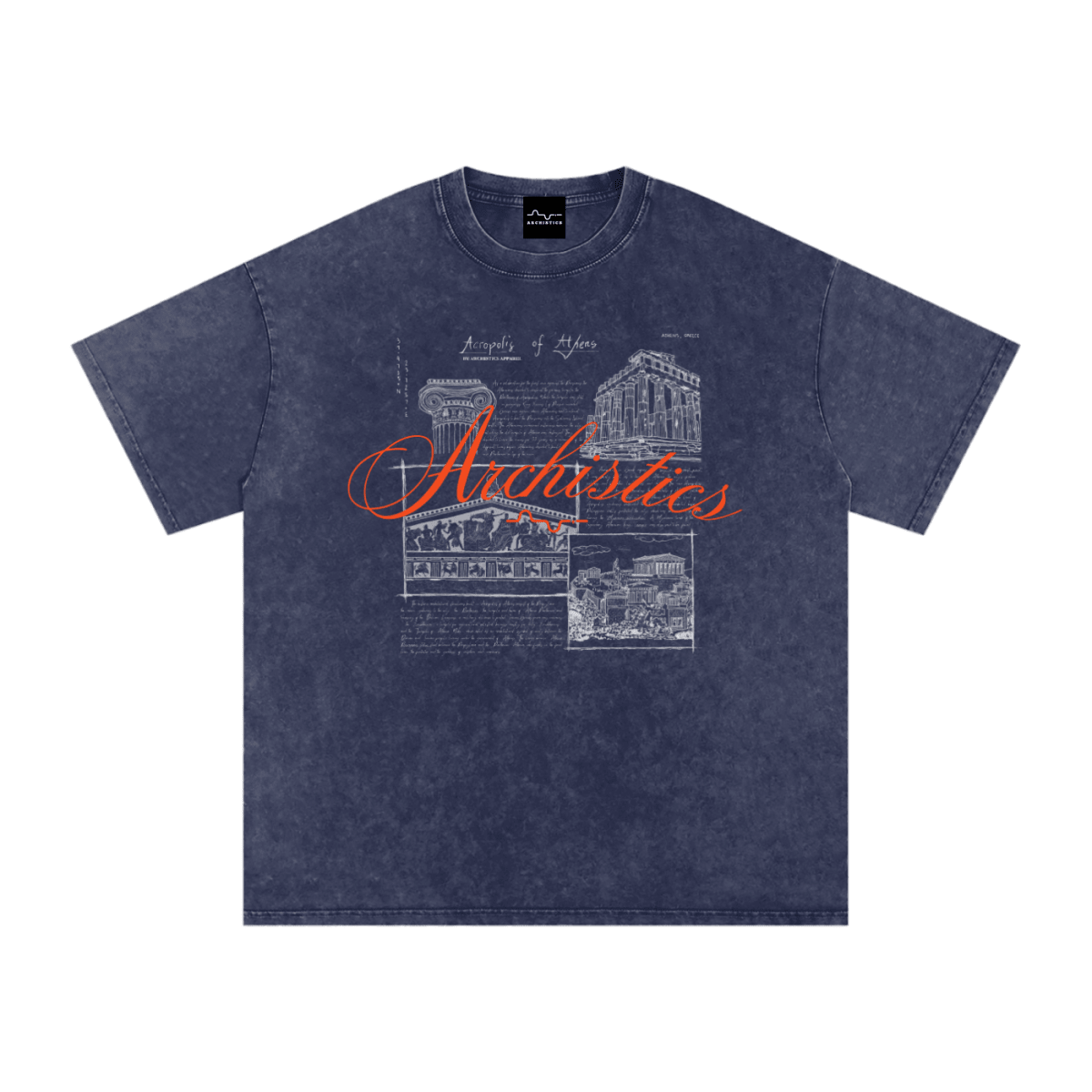 Acropolis of Athens T-Shirt: Arch. Collection - Dark Tones Royal Blue