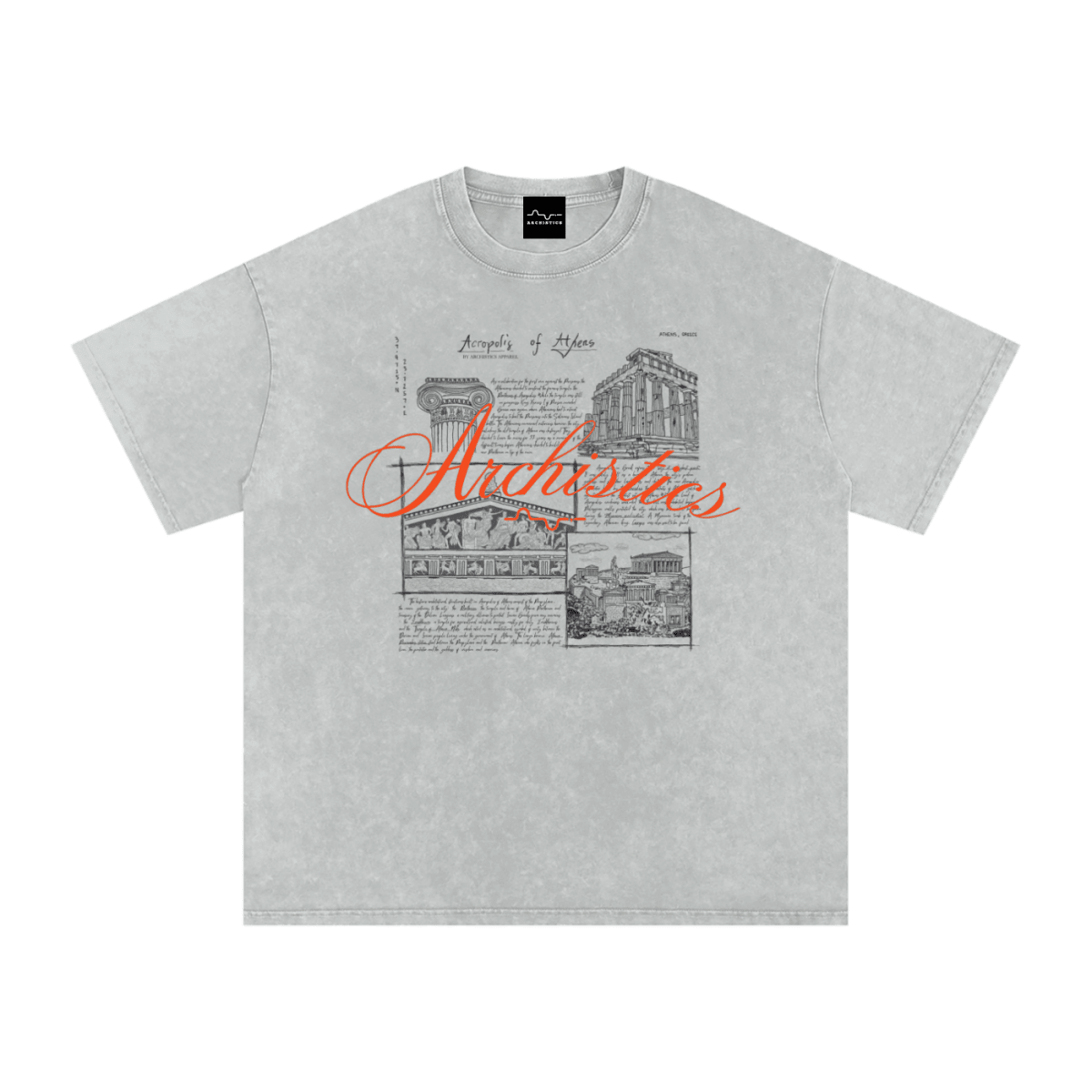Acropolis of Athens T-Shirt: Arch. Collection - Light Tones Light Gray