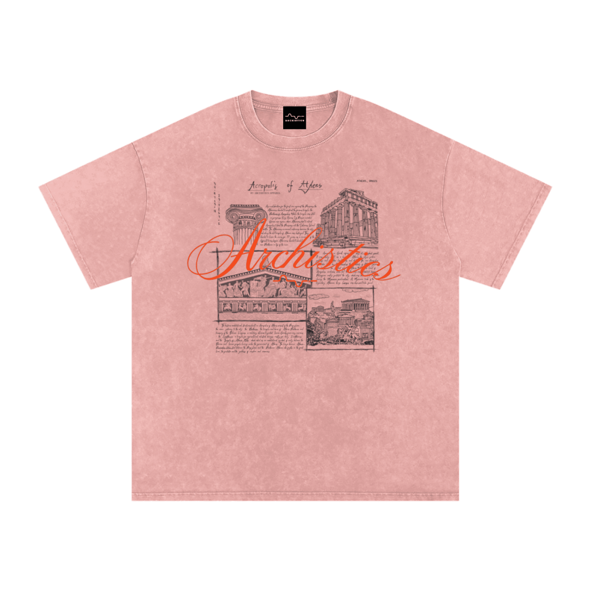 Acropolis of Athens T-Shirt: Arch. Collection - Light Tones Light Pink