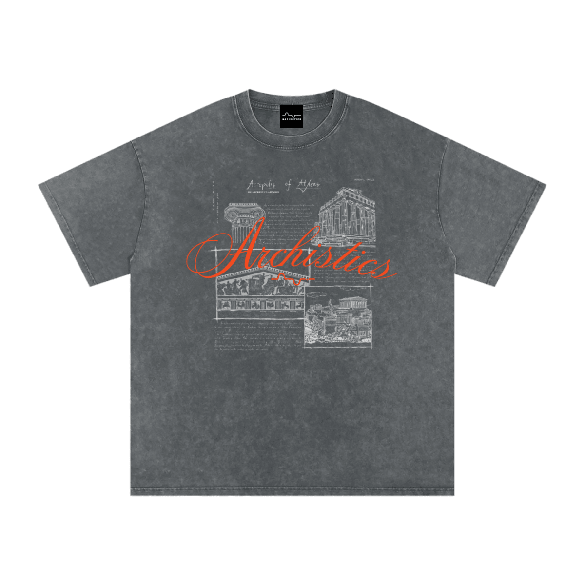Acropolis of Athens T-Shirt: Arch. Collection - Dark Tones Pirate Gray