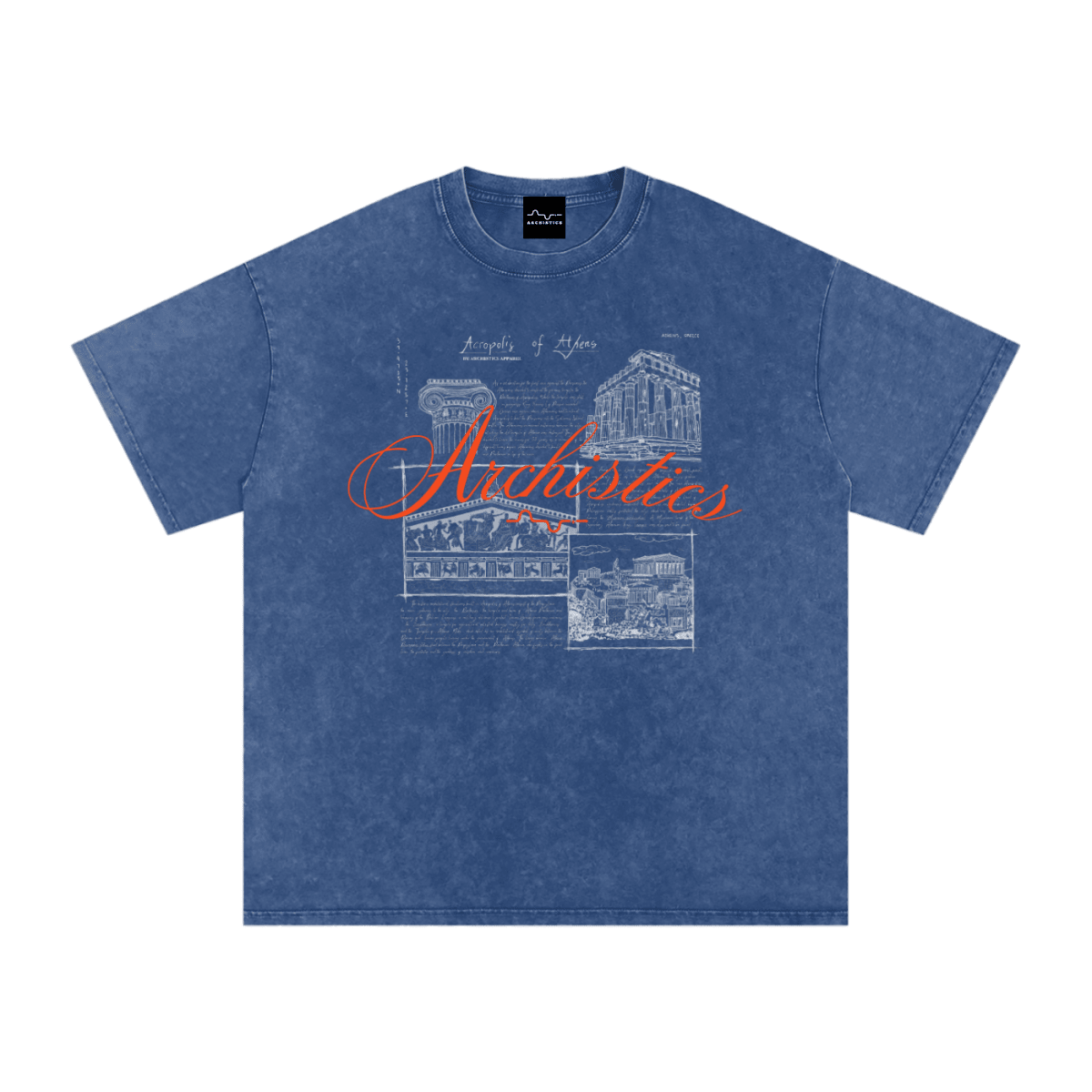 Acropolis of Athens T-Shirt: Arch. Collection - Dark Tones Dark Blue