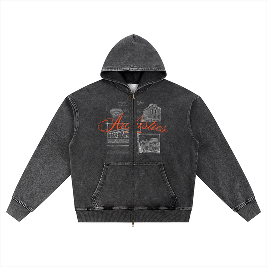 Acropolis of Athens Zip-Up Hoodie: Arch Collection Black