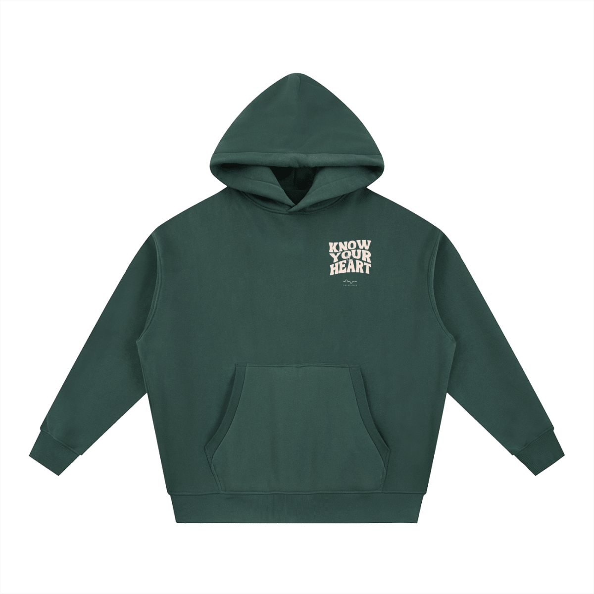 Know Your Heart Boxy Hoodie Dark Green