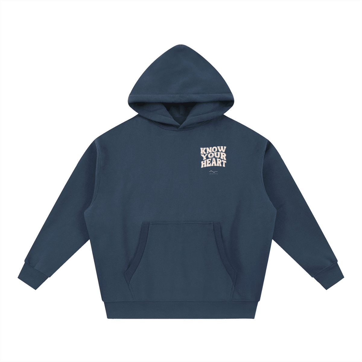Know Your Heart Boxy Hoodie Navy Blue