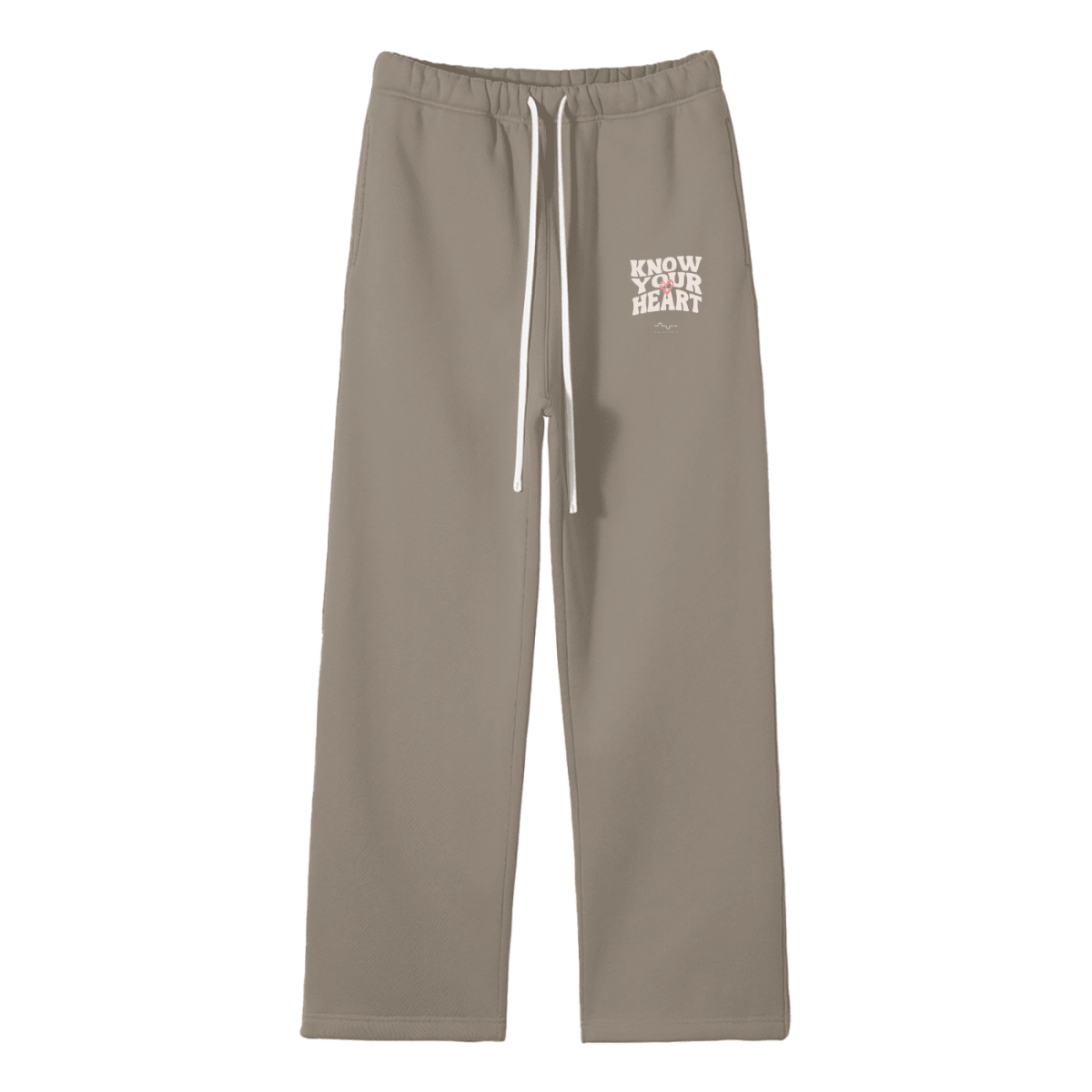 Know Your Heart Fleece Straight Leg Sweatpants Gray Coffee