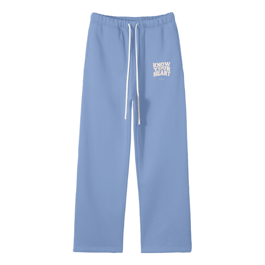 Know Your Heart Fleece Straight Leg Sweatpants Medium Blue