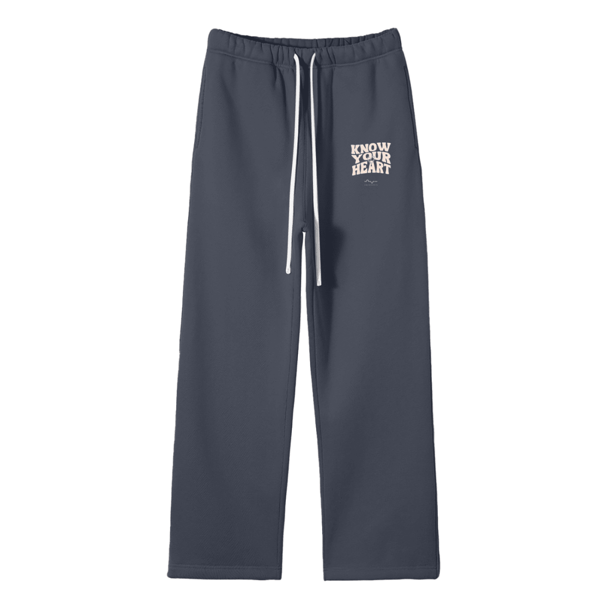 Know Your Heart Fleece Straight Leg Sweatpants Navy Blue