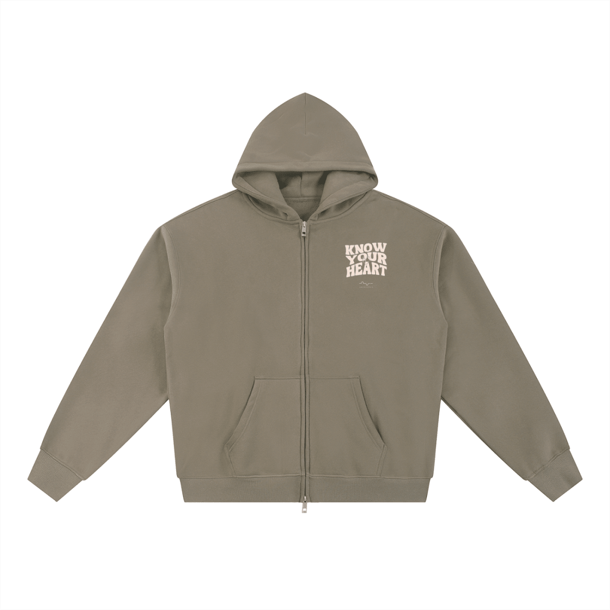 Know Your Heart Zip-Up Hoodie Gray Coffee