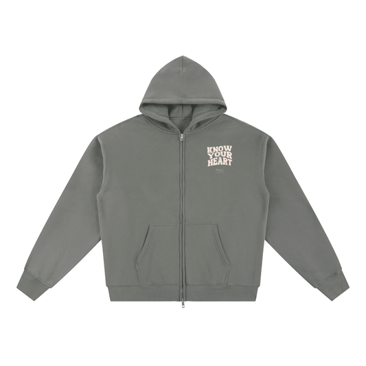 Know Your Heart Zip-Up Hoodie Medium Gray